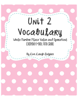 Preview of Unit 2 Vocabulary, Everyday Math Fifth Grade