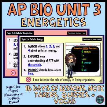 Preview of Unit 3 AP Bio Energetics Content Note Takers Quizzes and Review Bundle