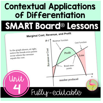 Preview of Contextual Applications of Differentiation SMART Board® (Calculus - Unit 4)