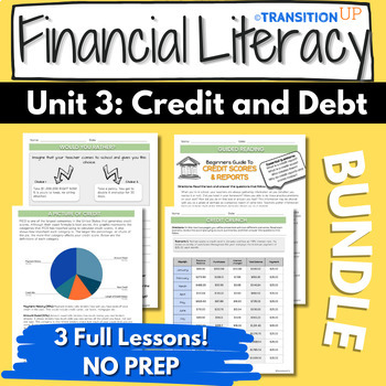 Preview of Unit 3 CREDIT AND DEBT BUNDLE: Financial Literacy- Worksheets- Activities-Lesson