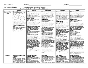 Preview of Unit 3 Families World of Wonders (woW) Pre-K Lesson Plans