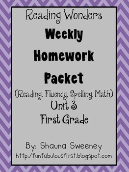 Preview of Unit 3 First Grade Homework Packet- McGraw Hill's Reading Wonders