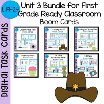 Preview of Unit 3 First Grade Ready Classroom BOOM Card Bundle – Digital Task Cards