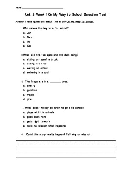 Unit 3 First Grade Selection Tests McGraw Hill S Reading