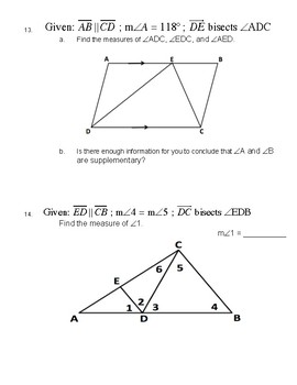 Unit 3 Lesson 2: Properties of Parallel Lines Worksheet | TpT