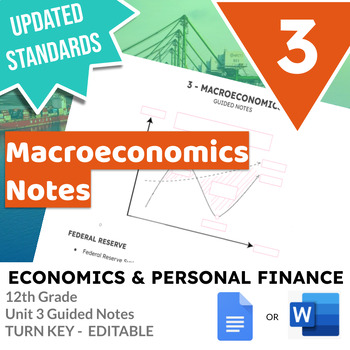 Preview of Unit 3 - Macroeconomics Guided Notes - SSEMA1, SSEMA2, & SSEMA3