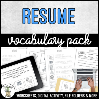 Preview of Unit 3 Resume - Vocabulary Pack
