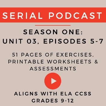 Preview of Unit 3: Serial Podcast Lesson Plans & Printable Worksheets, S.1, Episodes 5-7