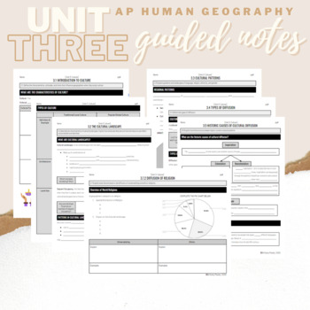 Preview of Unit 3: Student Guided Notes - AP Human Geography