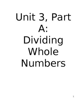 Preview of Unit 3 Student Workbook - Whole Number and Decimal Division
