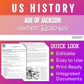 Preview of Unit 4 - Age of Jackson Reading - SSUSH7