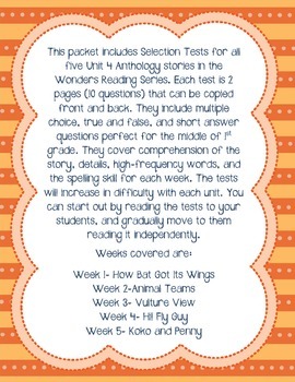 Unit 4 First Grade Selection Tests McGraw Hill S Reading