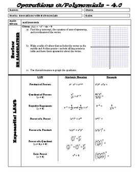 Preview of Unit 4 Guided Notes - Polynomial Functions ALG 2
