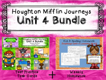 Preview of Unit 4 Houghton Mifflin Journeys MEGA BUNDLE (Homework & Question Task Card)