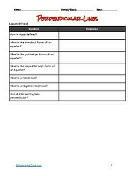 Preview of Unit 4: Linear Equations | Emerging Perpendicular Lines |  Easy Edit