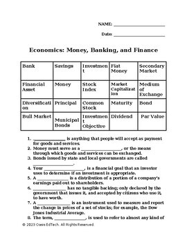 economics money and banking teaching resources tpt