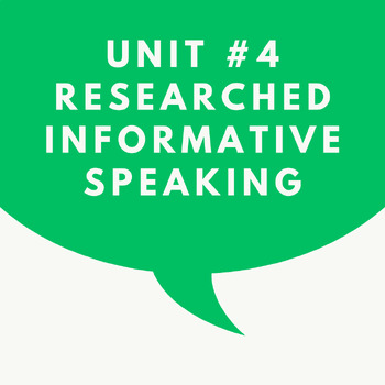 Preview of Unit #4: Researched Informative Speech - Oral Communication or Speech