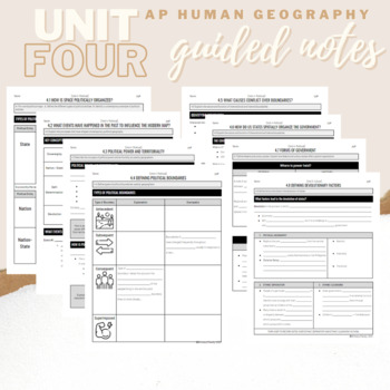 Preview of Unit 4: Student Guided Notes - AP Human Geography