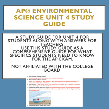 Preview of Unit 4 Study Guide for AP Environmental Science