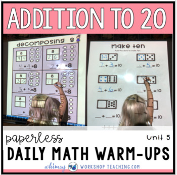Preview of Addition Strategies Unit 5 First Grade Math Paperless Lessons and Google Slides