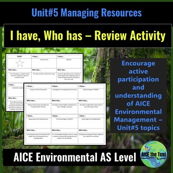 Preview of Unit#5 Managing Resources AICE Environmental I have, who has...game/review