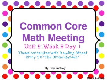 Preview of Common Core Math Meetings Unit 5