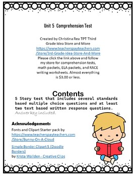 Preview of Unit 5 Pearson MyView Story Comprehension Bundle