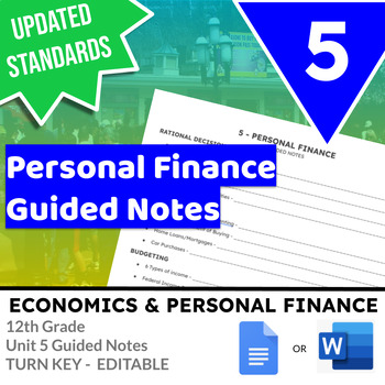 Preview of Unit 5 - Personal Finance Guided Notes - SSEPF1 - SSEPF5