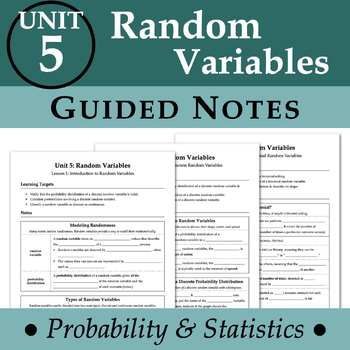 Preview of Unit 5 Random Variables NOTES BUNDLE (ProbStat)