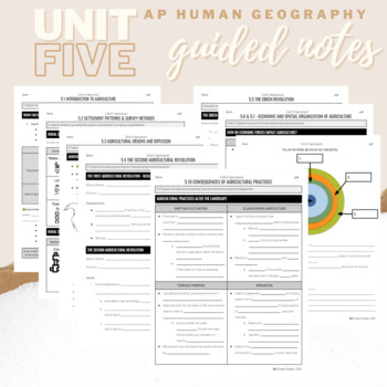 Preview of Unit 5: Student Guided Notes - AP Human Geography