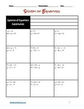 Preview of Unit 5: Systems of Equations |  Emerging System of Equations Substitution | Doc