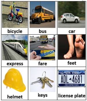 Preview of Pre K Unit 5 Transportation vocabulary Cards Chinese/ English