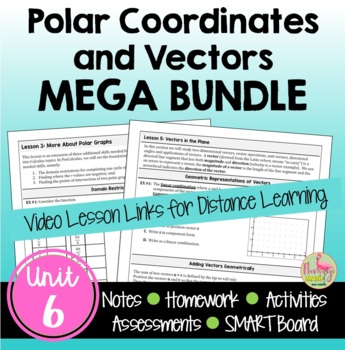 Preview of Polar Coordinates and Vectors MEGA Bundle with Lesson Videos (Unit 6)