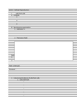Preview of Unit 6 - Cellular Reproduction - guided notes