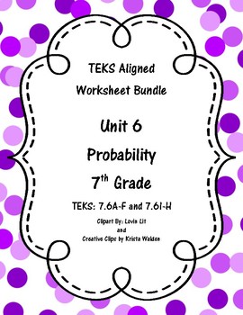 Preview of Unit 6 - Probability - Worksheets - 7th Grade Math TEKS