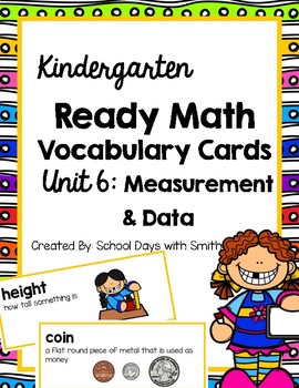 Preview of Unit 6 Ready Math Vocabulary Cards for Kindergarten