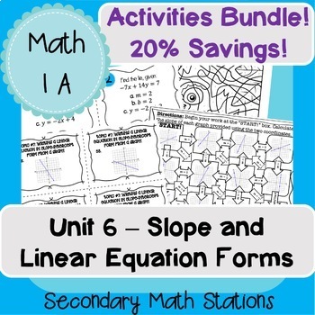 Preview of Slope and Linear Equation Forms Unit Activities Bundle!