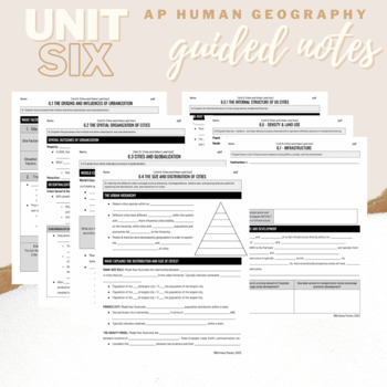 Preview of Unit 6: Student Guided Notes - AP Human Geography