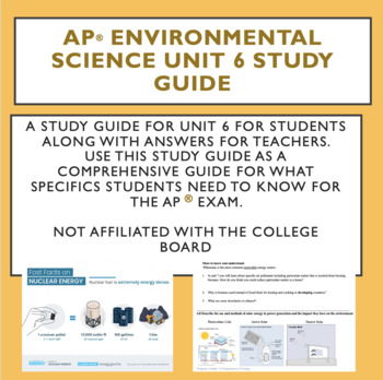 Preview of Unit 6 Study Guide AP Environmental Science