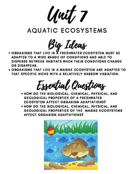 Preview of Unit 7: Aquatic Ecosystems