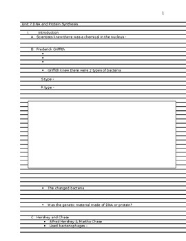 Preview of Unit 7 - DNA and Protein Synthesis guided notes