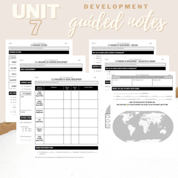 Preview of Unit 7: Development Student Guided Notes - AP Human Geography