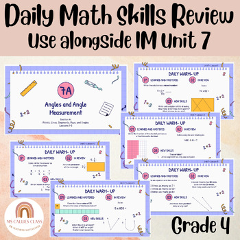 Preview of Unit 7, Grade 4, Daily Review Practice Problems- Geometry/ Angles