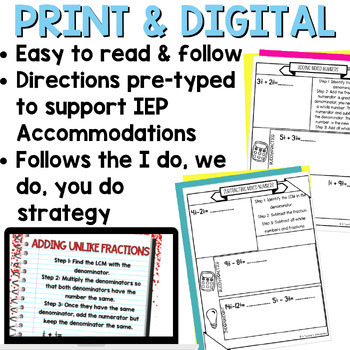 Multiplying Fractions Math Notes - Test Prep - Printables - Math Notebook