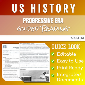 Preview of Unit 7 - Progressive Era Reading - SSUSH13