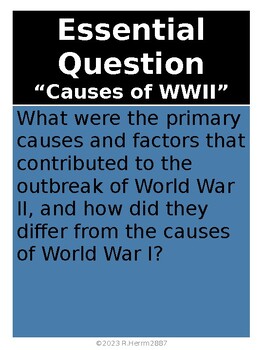 Preview of US History - WW II, Cold War Essential, Journal or Open Ended Questions