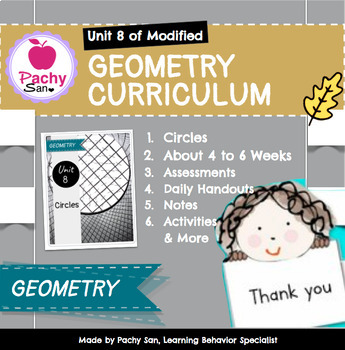 Preview of Unit 8 Circles (Modified Geometry Curriculum) PDF & Links for Download