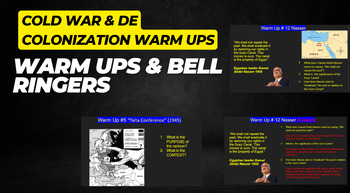 Preview of Unit 8 Cold War & De Colonization: Warm Ups /Bell Ringers