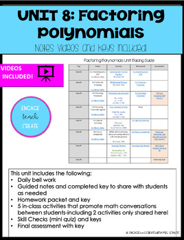 Preview of Unit 8: Factoring Polynomials - Complete Unit Included