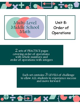 Preview of Unit 8: Order of Operations (Levelled)